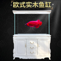 Jingjing European-style ecological fish tank Free water change living room Ultra-white glass bottom filter solid wood office large aquarium