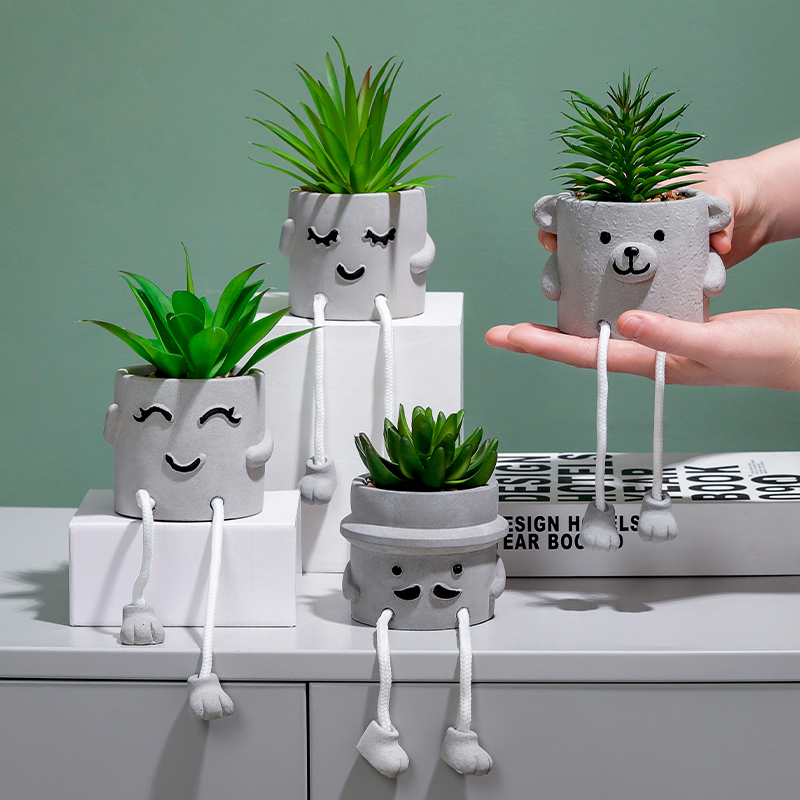Creative cute simulation plant small pot pot doll doll multi-flesh pot fake green plant decoration room