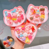 Детское кольцо с кварцем для принцессы, мультяшный аксессуар, игрушка для девочек, коробочка для хранения, подарочная коробка, принцесса Эльза, с драгоценным камнем, подарок на день рождения