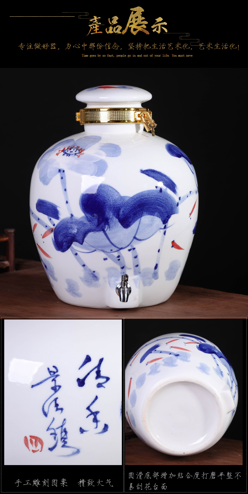 Jingdezhen ceramic jars hand - made mercifully bottle 10 jins 20 jins 50 pounds with leading domestic it sealed empty wine