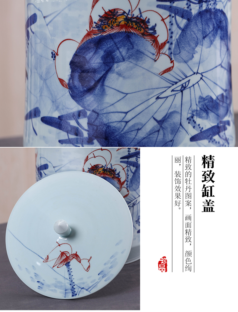 Jingdezhen ceramic tea pot large hand - made POTS stored household seal puer tea cake cylinder peulthai the cake tin