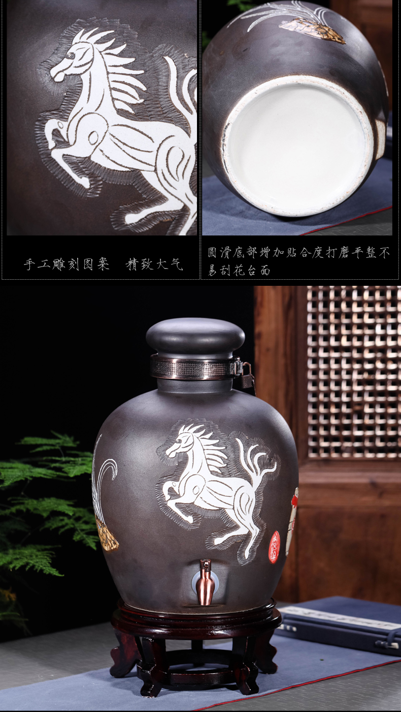 Jingdezhen ceramic jars it 5 jins of 10 jins of 50 pounds with leading seal archaize mercifully wine home up cylinder