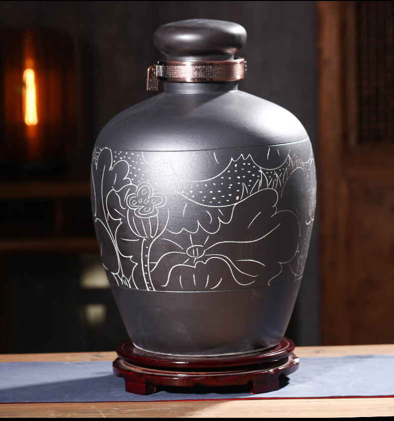 Jingdezhen ceramic up mercifully wine jar hidden bottle archaize it 10 jins 20 jins 50 kg household seal wine pot