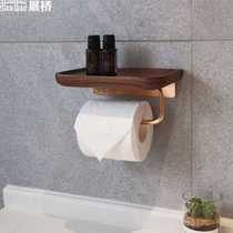 Walnuts Wood Paper Towel Rack Paper Towel Box Toilet Toilet Wall-mounted Double United Solid Wood Shelve Paper Rack Grater Paper O