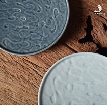 Pot bearing ceramic snack plate creative tableware dessert plate Jingdezhen pure handmade kung fu tea tray tea ceremony accessories