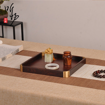 Purple Light Sandalwood Positive Square Tea Pongfu Tea Dauf Tea House With Dried Fruit Jade Ware Antique Vintage Tray Wood Trays Chinese Light Lavish