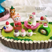 Zakka groceries DECOLE birdie strawberry dessert baking cake INS miniature food play resin home furnishings