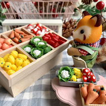 Evas house mini-food played over home simulation scene accessories to decorate the small vegetables in red panda vegetable garden