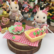1 12 Mini food play house food play scene-strawberry sandwich cookies