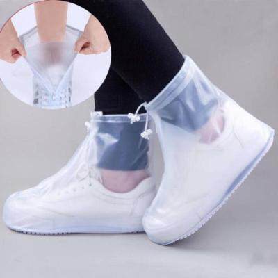 Women's plastic mid-tube shoe covers with stiletto heels and transparent zippers are rain-proof and thickened for rainy days