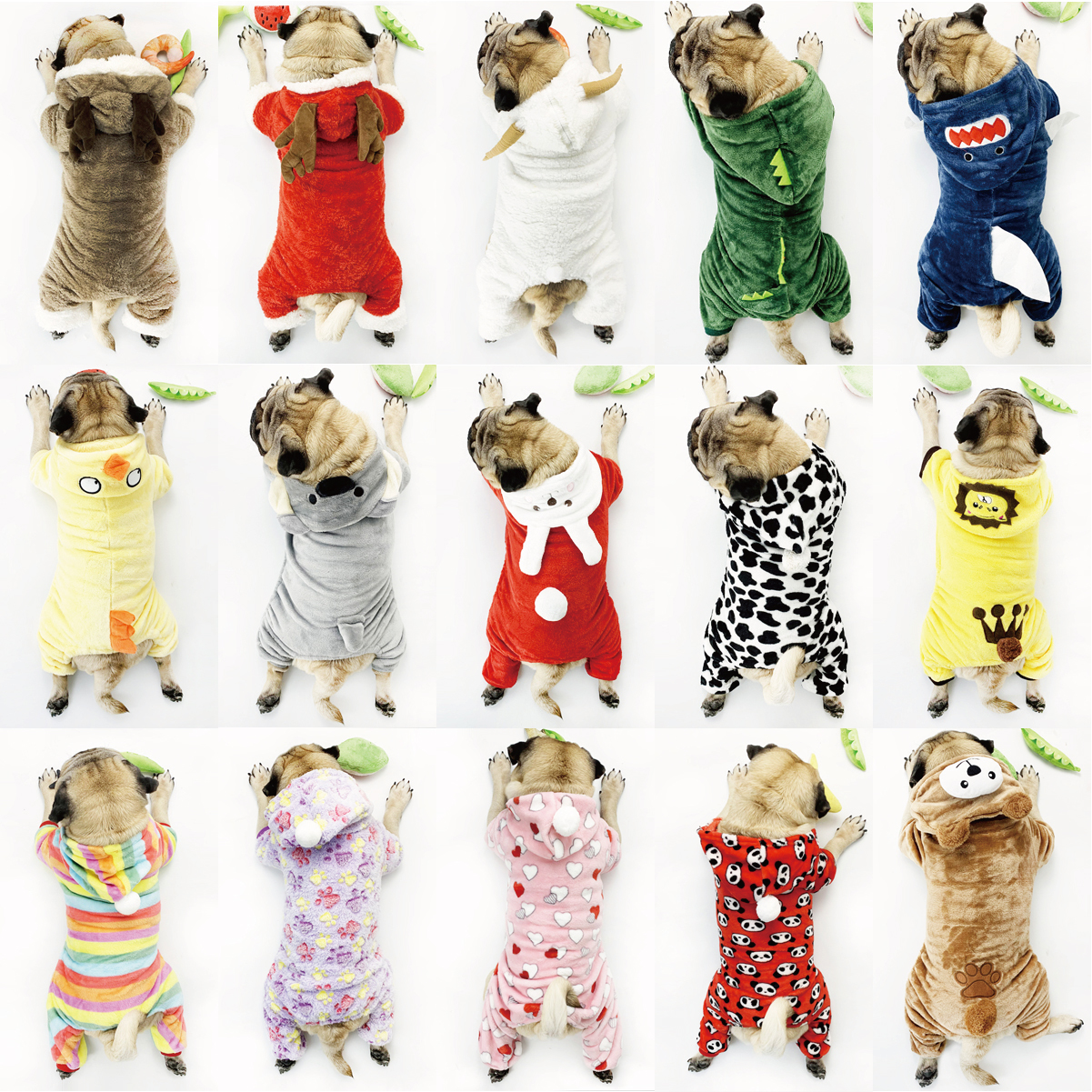 Pagoda, fat dog, funny four-legged clothes, pet dog, elk, teddy, transformed into funny clothes, cat clothes