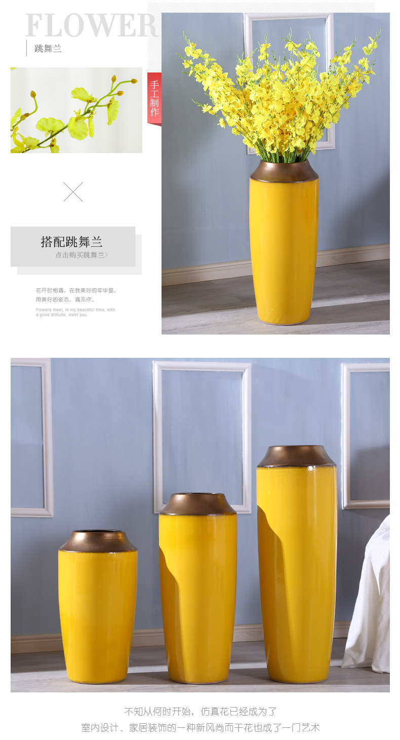 European Nordic light key-2 luxury office ceramic vase furnishing articles yellow creative contracted sunflowers ground decoration