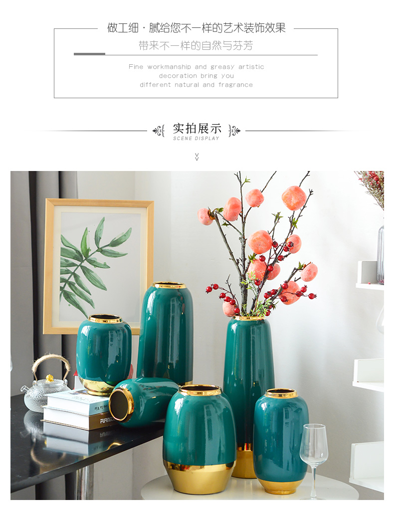 Lou qiao ou household ceramic vase simulation flower arranging place of new Chinese style living room TV cabinet accessories porch decoration