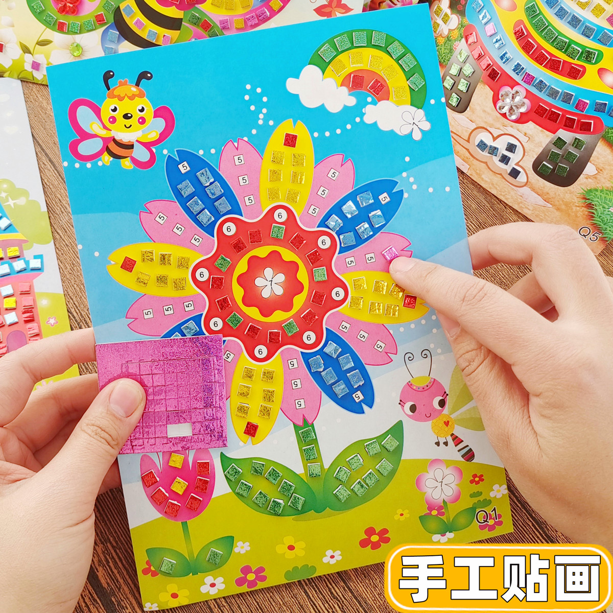 Children mosaic adhesive production Diy three-dimensional paste painting 3D Diamond painting Kindergarten Toy Toy Material Package