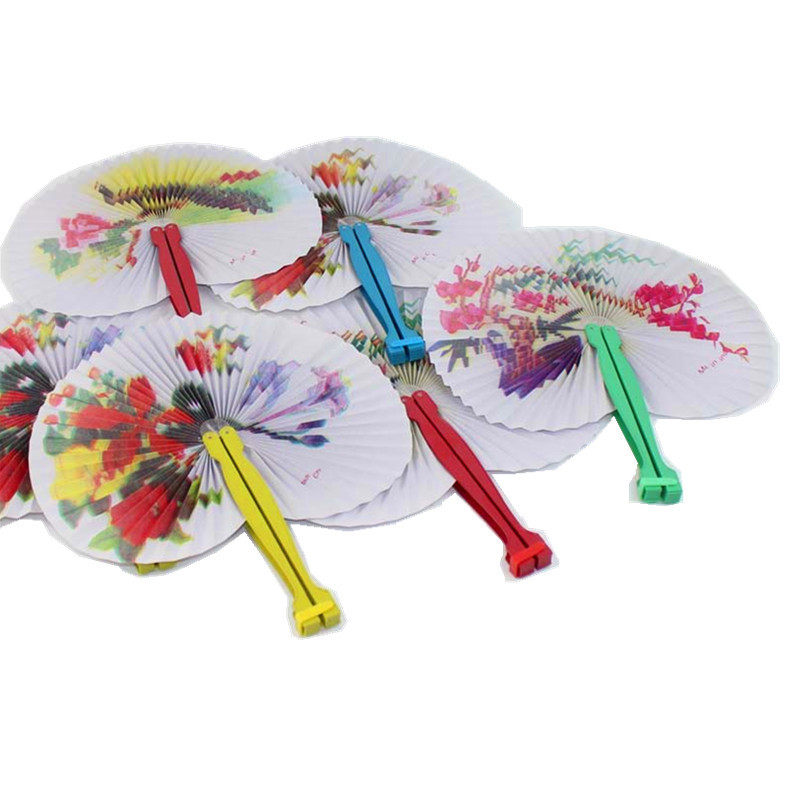Small round paper fan children's toy small folding fan 7080 nostalgic childhood classic retro Chinese style folding