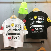 Korean womens clothing 2021 new white half-sleeve childrens cotton T-shirt tide cool boy short sleeve summer thin