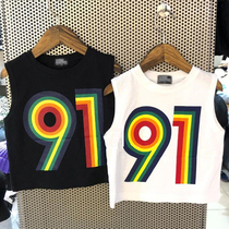 Childrens summer clothes 2021 new girls sleeveless T-shirt Korean version of wearing vest boys coat tide handsome fashion