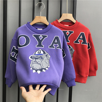 2021 autumn and winter new Korean version of the girl pullover sweater childrens Western style cartoon dog print warm top boys tide