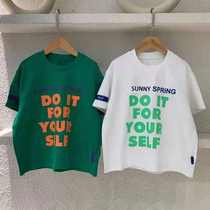 Korean childrens clothing 2021 summer tide cool Net red print short sleeve cotton T-shirt children half sleeve thin baby shirt