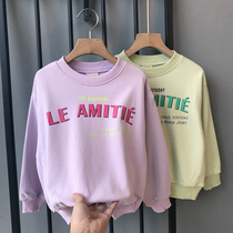 Korean version 2021 new fall girls fashion cotton weaters children foreign air cover printed undershirt boy bottling
