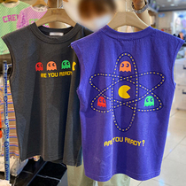 Korean version 2021 new childrens vest summer thin tide cool print sleeveless T-shirt boys casual thin blouse