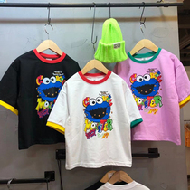 Boy T-shirt summer 2021 New Korean children cartoon color round neck Net Red Girl coat summer leisure short sleeve