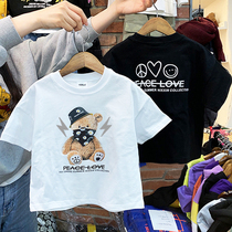 2021 childrens new foreign style male tide summer Net red loose bear short sleeve T-shirt Korean childrens clothing womens coat tide