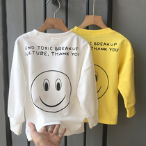 2021 autumn new childrens base shirt Korean version of the foreign smile printing male and female childrens baby long-sleeved t-shirt top