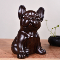 Ebony carved dog ornaments Solid wood zodiac dog home living room entrance decoration Birthday Mahogany craft gifts