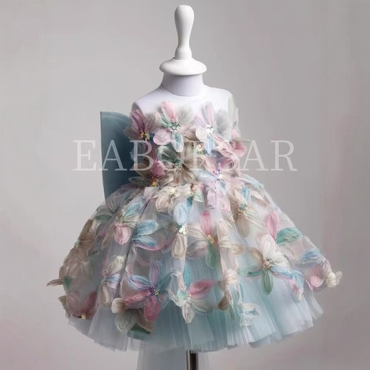 儿童礼服公主裙女童高端主持走秀钢琴演奏演出服小女孩生日蓬蓬纱