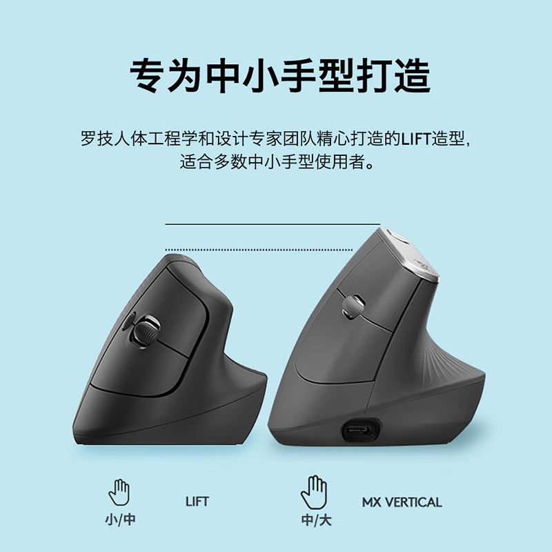 Logitech Ergonomic Series Lift Wireless Mouse Silent Bluetooth for Girls Laptop Office