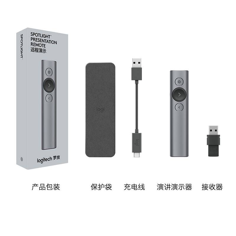 [Official Flagship Store] Logitech Spotlight Bluetooth Smart Ppt Page Turner Laser Pointer for Teachers Multifunctional Presentation Speech Electronic Pointer Page Turner Multimedia Remote Control Pen USB