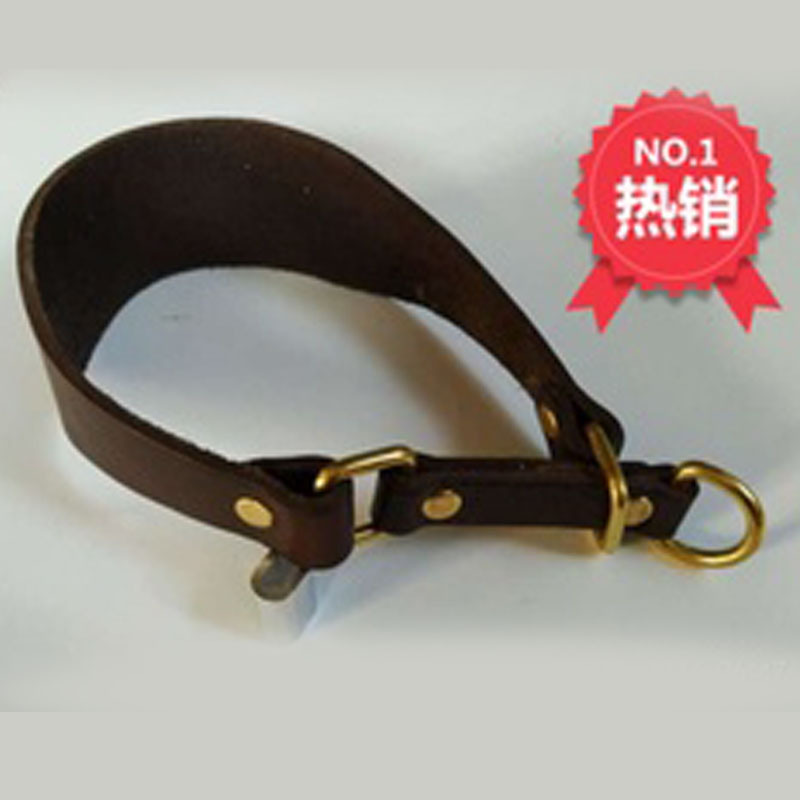 Pure Copper Genuine Leather Top-Grain Cowhide Medium-Sized Dog Large Dog Greyhound Whippet Dog Collar Neckband Neck Strap