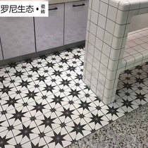 Black and white floor tiles Nordic personality tile toilet flower brick kitchen wall brick living room Restaurant Balcony Art Brick Flower pieces