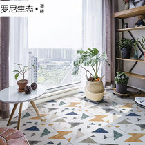 Nordic water grinding stone floor tiles Imitation Ancient Brick Toilet Art Brick Dining Room Geometric Flower Brick Balcony Kitchen Wall Brick