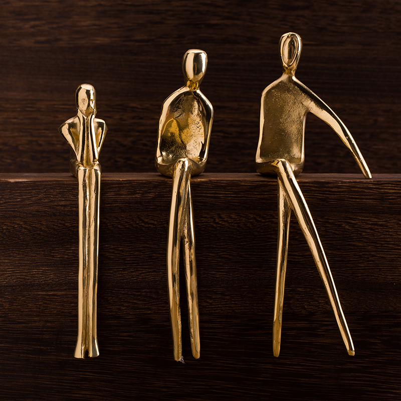 Brass Couple Gift Bookshelf Ornaments Nordic Modern Study Bookcase Ornaments Light Luxury Simple Home Craft Gift Ornaments