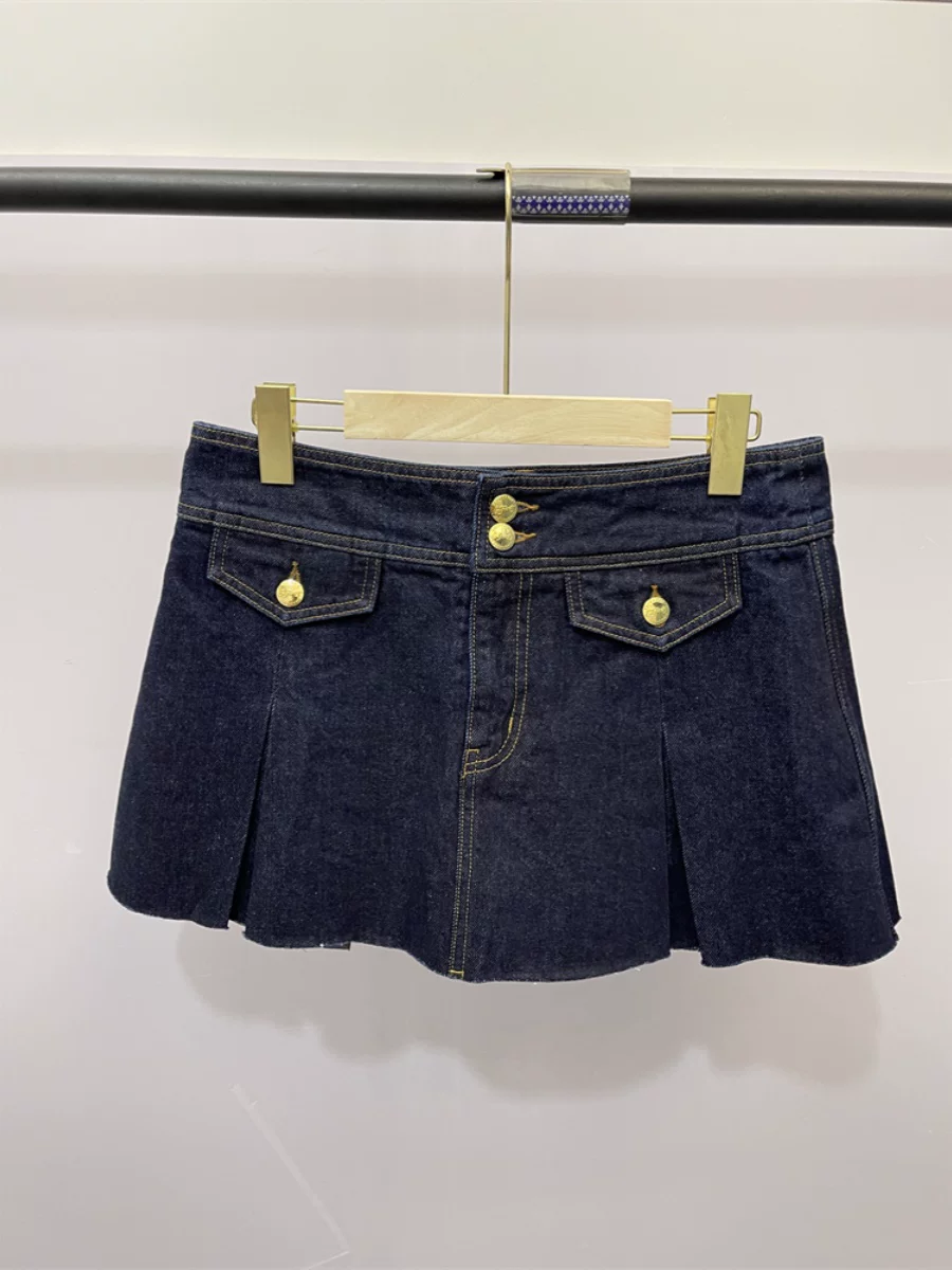 Летняя футболка с коротким рукавом, джинсовая юбка, сет, А-образная