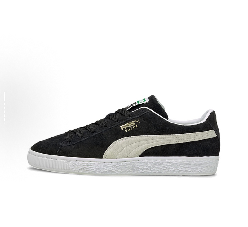 Puma Suede Classic Xxi Gold Foil Logo Sneakers, Unisex, Black and White 374915-01