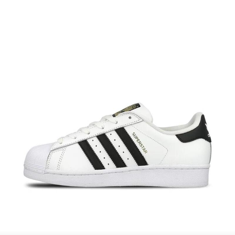 Adidas Superstarj Shell Toe Gold Label Classic Non-Slip Wear-Resistant Low-Top Sneakers White and Black Fu7712