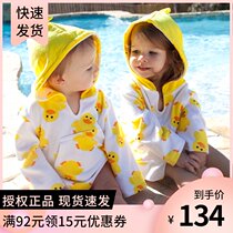 American Zoocchini baby hooded cloak beach sunscreen robe children bathrobe bath towel cotton UPF50