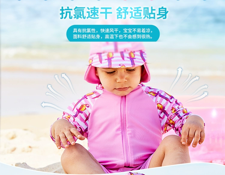 Úc nhập khẩu Rashoodz trẻ em áo ngắn tay áo chống nắng dây kéo áo tắm nam và nữ quần áo trẻ em đi biển - Bộ đồ bơi của Kid