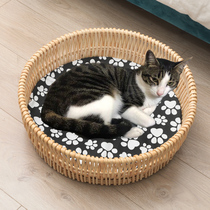 Cat litter summer cool litter cat litter four seasons universal rattan cat litter small dog litter removable and washable cat bed cat house cat cage