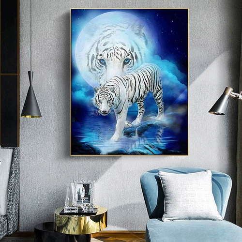 Pindu Tiger Lion Animal Diy цифровой масляной рисовать