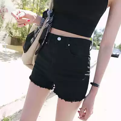 2021 summer new Korean denim shorts women's high waist slim stretch stretch versatile White Burrs hot pants tide