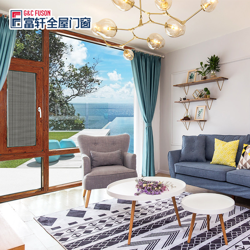 Fuxuan doors and windows L13 diamond mesh screen window integrated window broken bridge aluminium alloy doors and windows customized sealing balcony glass windows