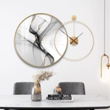 Современный минималистский ресторан, декоративная живопись, круглые часы, комбинация, подвесная картина, креативная минималистичная гостиная, обеденный стол, фон, настенная роспись