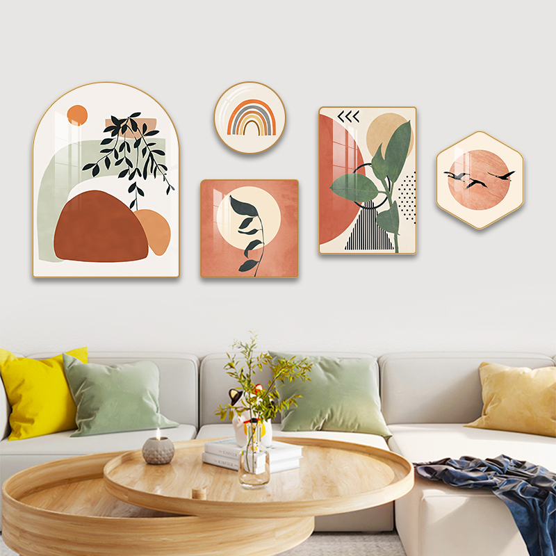 Modern minimalist living-room decoration painting Nordic sofa Background wall hanging painting Little fresh creative mix painting cozy frescoes