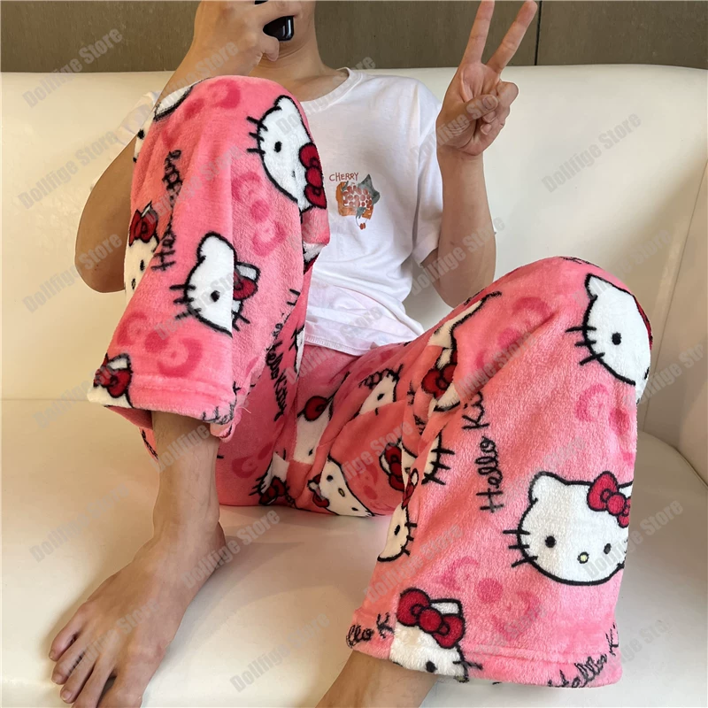 Новые пижамы Санрио Хэлло Китти аниме в клетку FLANNEL ЖЕНЩИНЫ KAW