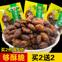 Shandong specialty crispy silkworm chrysalis spiced crispy fried silkworm pupae open bag instant snack snack snack game insect 75g