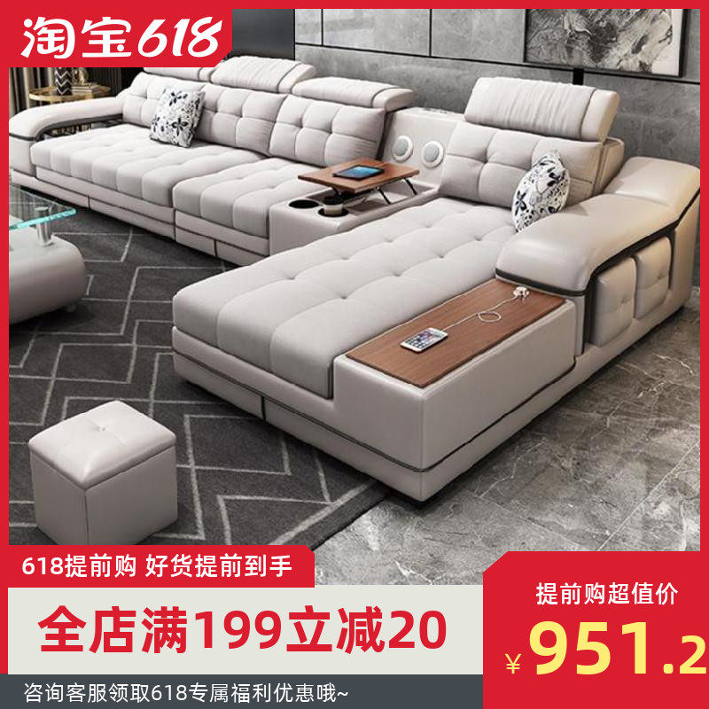 Cloth Sofa Duo Duo European Style Nordic Style Composition Suit Villa Living Room Dark Grey Single Sofa Chair Four